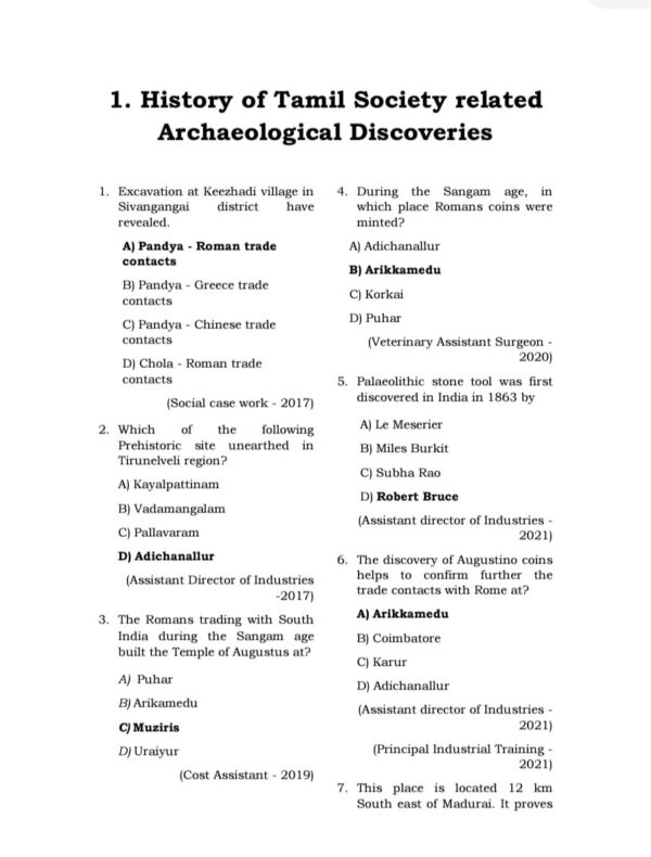 TNPSC - History, Culture, Heritage and Socio - Political Movements in Tamil Nadu (UNIT 8)