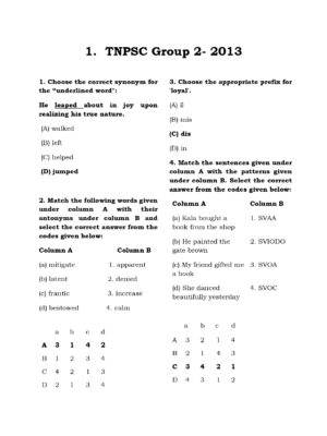 TNPSC Previous Years General English Questions - Image 5