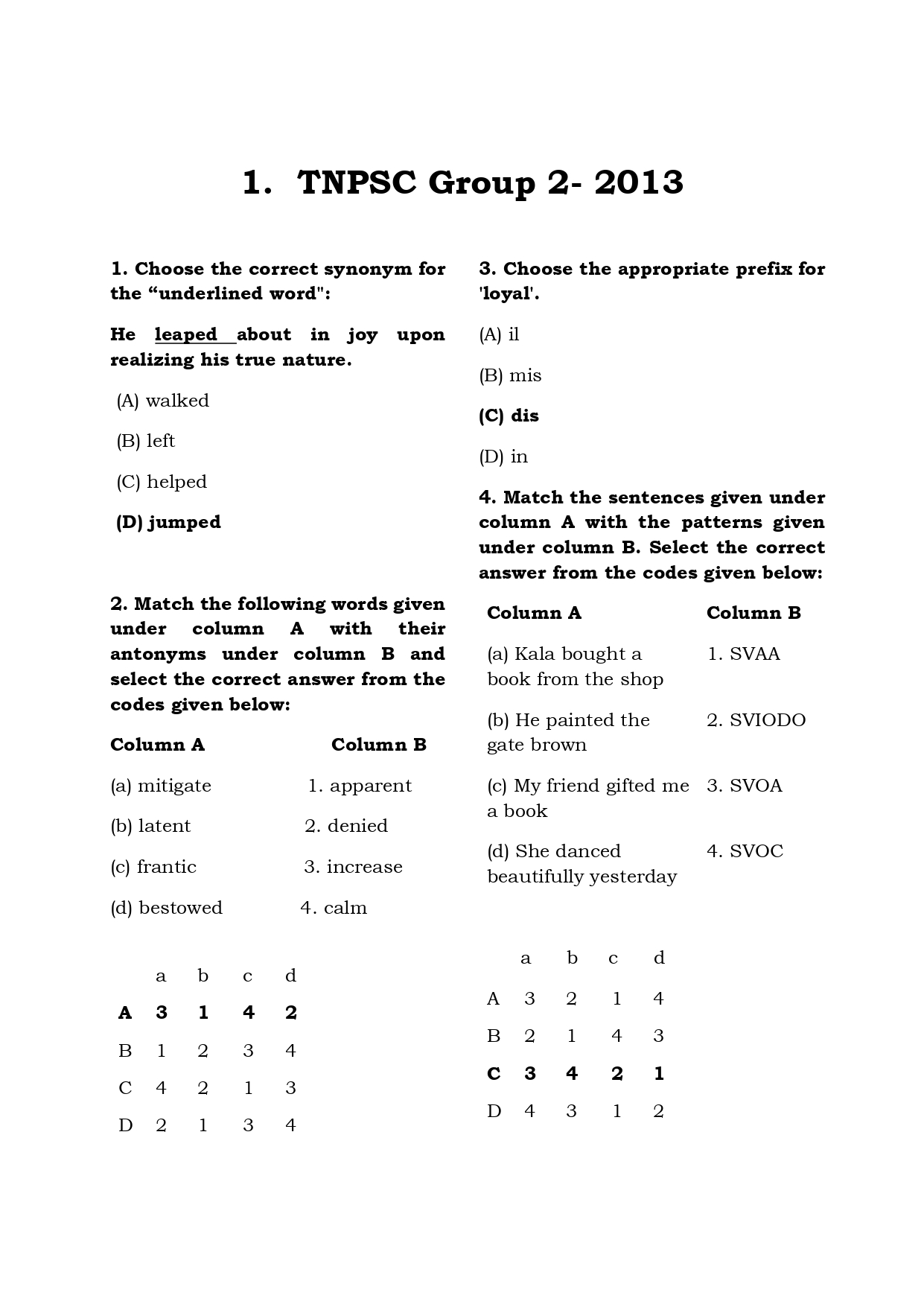 TNPSC Previous Years General English Questions - Image 5