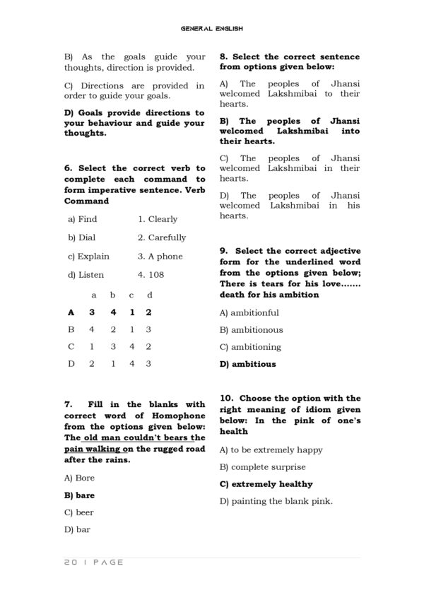 TNPSC Previous Years General English Questions