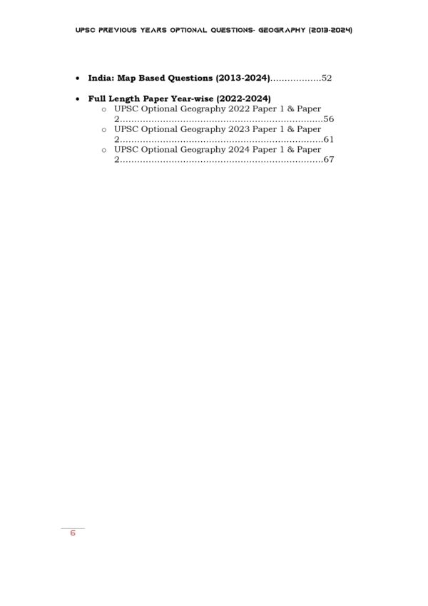 UPSC 12 PREVIOUS YEARS OPTIONAL MAINS PAPER 2013-2024: Geography