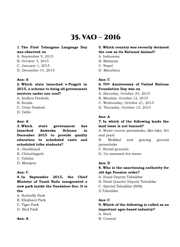 TNPSC Exam Wise GK/Current Affairs Previous Year Questions- 2nd Edition