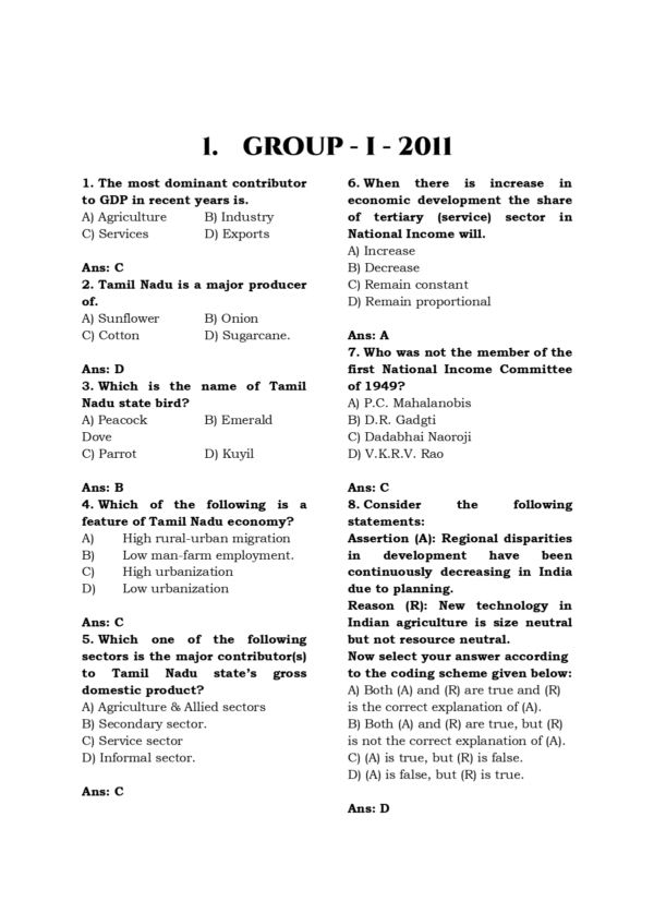 TNPSC Exam Wise Economy Previous Year Questions- 2nd Edition
