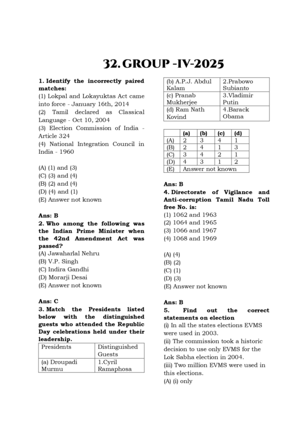 TNPSC Exam Wise Polity Previous Year Questions- 2nd Edition