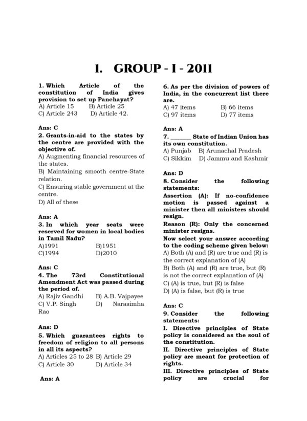 TNPSC Exam Wise Polity Previous Year Questions- 2nd Edition