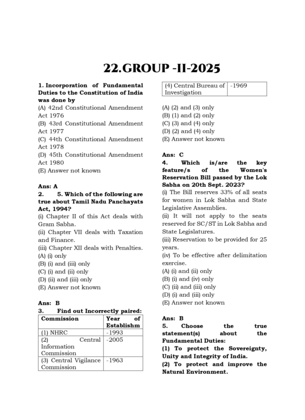 TNPSC Exam Wise Polity Previous Year Questions- 2nd Edition