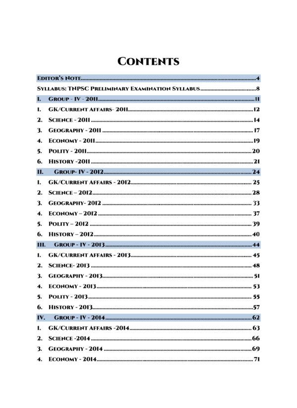 TNPSC Group IV Exam Previous Year Questions