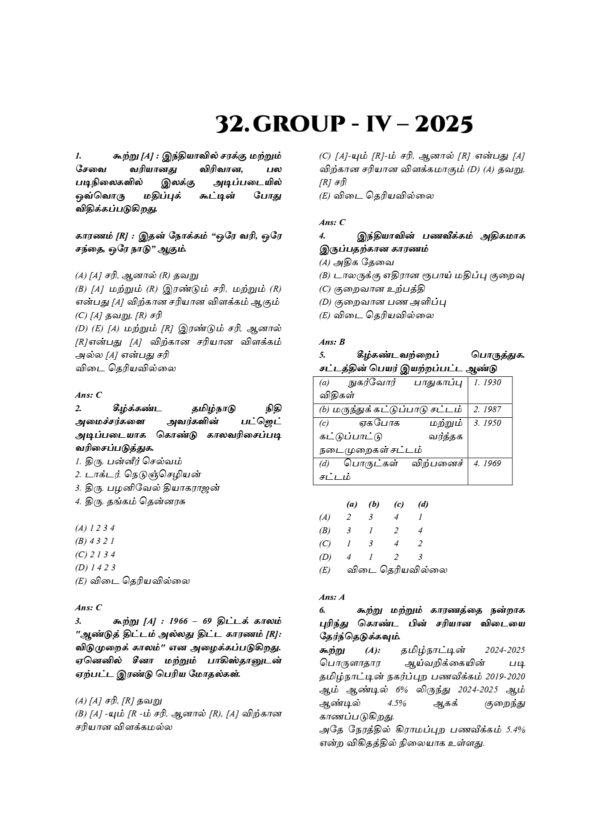 Munthiya andukalin TNPSC Porulathara vinakalin Thodari