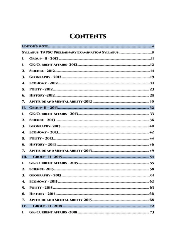 TNPSC Previous Years Subject Wise Group 2 Questions Bank