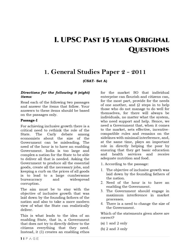 Topic Wise CSAT UPSC Preliminary Previous Years Questions Bank (2011-2025)