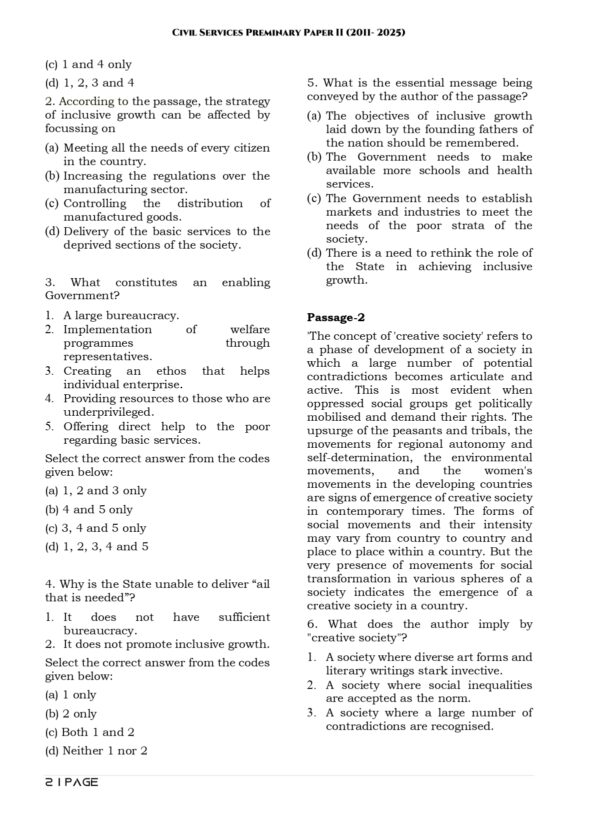 Topic Wise CSAT UPSC Preliminary Previous Years Questions Bank (2011-2025)