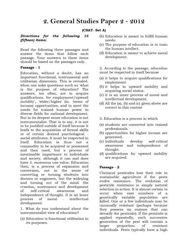 Topic Wise CSAT UPSC Preliminary Previous Years Questions Bank (2011-2025)